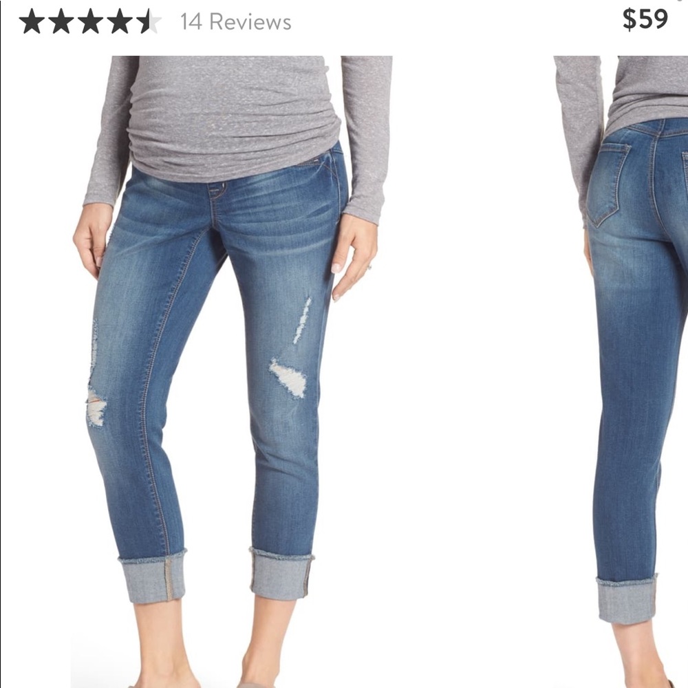 1822 denim destructed crop maternity jeans size S